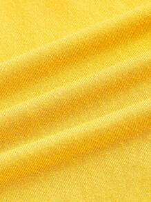 SHEIN ICON Contrast Lace Ruched Cami Top - Yellow - View 4