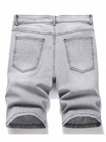 Manfinity Homme Quần short denim bó sát giặt thường ngày cỡ lớn cho nam - Màu Xám nhạt - Xem 2