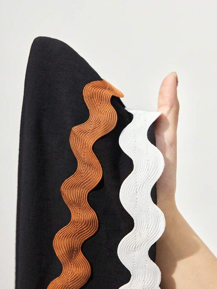 SHEIN Maija Women's Black Oblique Collar Sexy Fashionable Minimal Contrast Tape Hollow-Out Big A-Line Casual Daily Beach Vacation Comfortable Long Sleeveless Dress,Dresses For Women Summer Summer Dresses For Women Western