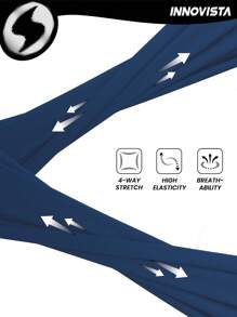 Innovista Women Activewear Foil Print Color Blocks Sports Leggings Shorts, Faux Leather & Metallic Shine Sweater Gym Bottom, Breathable&Elastic Workout Outfits, Trail, Volleyball, Going Out, Athleisure, Pickleball, Blue&Black, Y3K, Autumn Fall Gear, Waist Trainer, Bathing Suit, Biker Short Fall Outfits For Women Cool Light Blue - Navy Blue - View 4