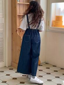 DAZY Tween Girl Loose-Fit Denim Overalls With Pockets, Spring/Summer, For Back To School