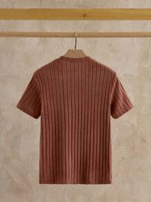 HIMLAND paquete de 3 camisetas de manga corta de cuello redondo de punto acanalado de ocio para hombres - Marrón - Ver 5