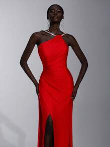 Elitara فستان أنيق وأنيق مع خطوط الماس اليدوية الحمراء بدون أكتاف، سبليت جذاب مع خط A متجمع، ذيل، مناسب لمناسبات المواعدة والحفلات والحفلات المختلطة والرقص وحفلات الزفاف والتخرج والحفلات الرسمية (الطراز الثقيل)، ثوب السهرة للسهرة، للضيوف في الزفاف