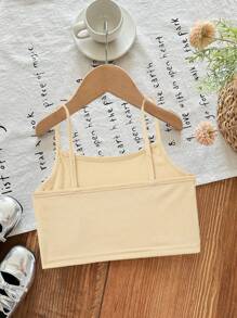 SHEIN Young Girl Casual Minimalist Cute Cherry Print Beige Camisole Top, Suitable For Summer - Khaki - View 2
