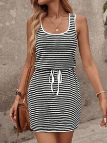 SHEIN LUNE Spring Waist Tie Camisole Women Short Dress,Shirt Dresses For Women