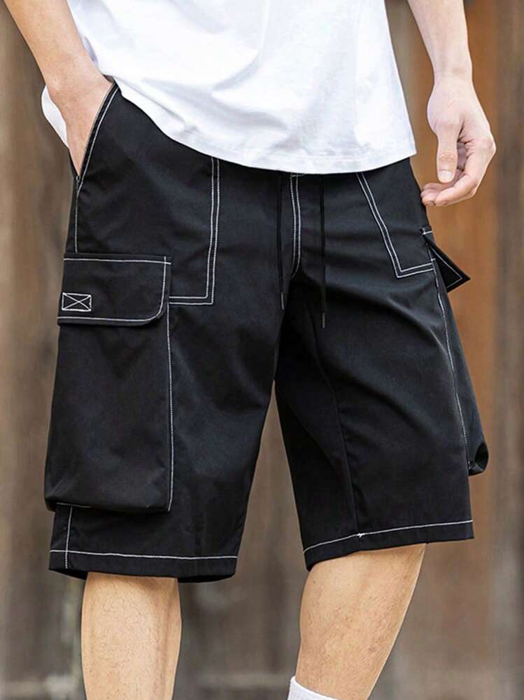 Manfinity Roghcode Quần short nam thường ngày, phong cách tối giản, mặc hàng ngày - màu đen - Xem 1
