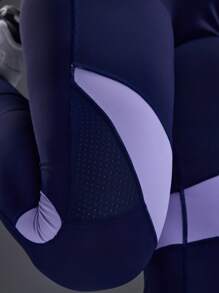 Powerista Leggings sin costuras con pretina en patchwork de colores contrastantes