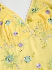 Sweetra Áo yếm hở lưng gợi cảm mùa hè mới của phụ nữ Bohemian thích hợp cho kỳ nghỉ du lịch bãi biển vải hạt đặc biệt - Màu vàng - Xem 3