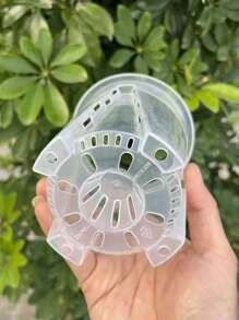 1/3/5pcs Clear Plastic Orchid Pots With Holes For Root Control, Thicker Airflow Seedling Planter Pot For Greenhouse, Garden, Indoor, And Outdoor Plants - Clear - View 11