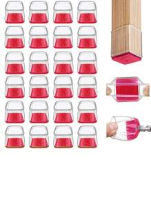 SHEIN 4/8/16/24 piezas Protectores cuadrados para patas de silla, almohadillas para muebles en pisos de madera dura, deslizadores de muebles para patas de silla, protectores rectangulares para sillas, tapas de silicona para patas de silla, que protegen eficazmente el piso y las patas de la mesa