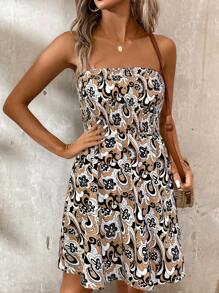 SHEIN LUNE Vestido de tirantes informal de verano con estampado de paisley
