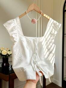 INAWLY Ladies Solid Color Camisole Top, Fashionable For Summer - White - View 1