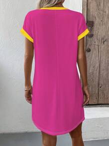 Women's Graffiti Girl Figure Printed Mid-Long Casual Dress, Street Style, Summer - Multicolor - View 2