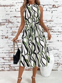 SHEIN Clasi Women's Sleeveless Full Print Casual Midi Dress For Summer Vacation,Dresses For Women Summer