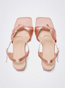 Maija 夏季新款时尚别致粗跟百搭黑色高跟凉鞋 - 玫瑰金 - 查看 5