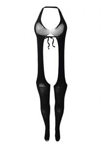 ChaseTheNight 1pc Women's Sexy Black Bodystocking