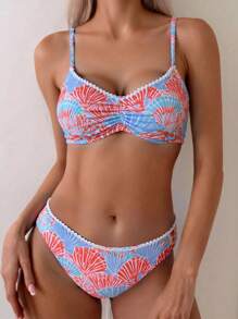 Swim Vcay Women's Summer Beach Shell Print Sexy Bikini Set, Random Print - Multicolor - View 3