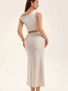 SHEIN Unity 女士日常两件套服装 - 米色 - 查看 3