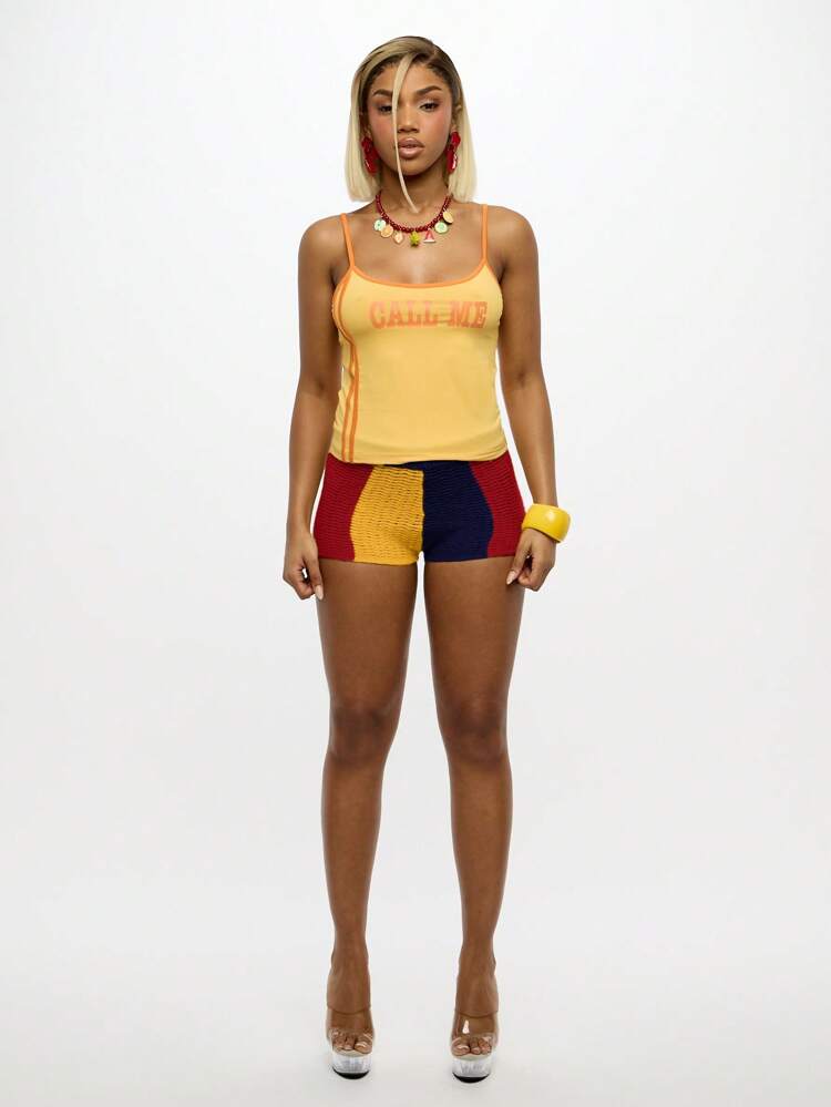 SUMWON Crochet Knit Booty Short Beach Summer Festival High Waist Mini Shorts Lounge Beachwear