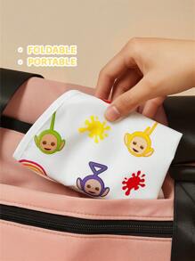 Teletubbies X SHEIN 0-2岁婴幼儿宝宝防水防油防污围兜TPU材质，可爱卡通图案，男女童适用，适合吃辅食，柔软轻便，可折叠便携 - 彩色 - 查看 5