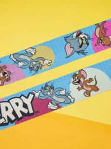 TOM & JERRY X SHEIN Fashionable Cute Cartoon & Letter Graphic Belt - Blue - View 2