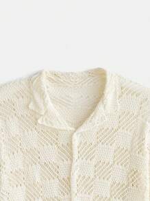 Maija 2025 Spring & Summer New Arrival Cream Mao Collar Textured Knit Cardigan, Casual & Versatile Streetwear Fashion Men Sweatpants, Suitable For Outdoor, Gathering, Wedding, Party, Independence Day, Mother's Day, Music Festival, Graduation