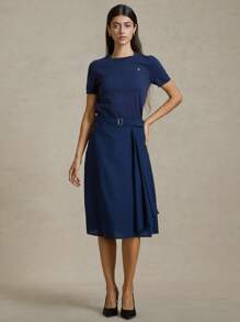 Briarwyn Falda plisada de cintura alta de unicolor tejida, para el 4 de julio en el aeropuerto