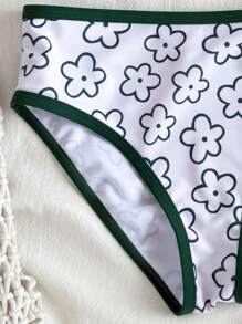 Tween Girls' Color Block Printed Bikini 2 Pieces Swimsuit Suitable For Beach, Resort - Multicolor - View 4