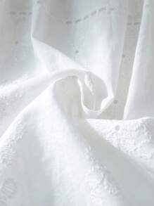 Elladie kids Girls Elegant Round Neck Ruffle Cap Sleeve Hollow Embroidered Cotton Casual Princess Dress, Suitable For Holiday Party, Travel, Birthday Gift, Summer - White - View 7