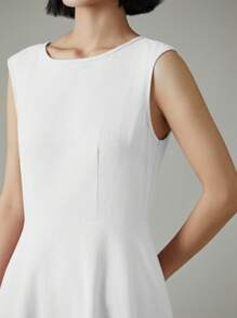 EMERY ROSE Đầm dài chữ A không tay đơn giản, màu trơn thanh lịch bằng cotton dành cho nữ - trắng - Xem 8