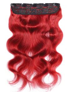 Red Clip In Hair Extensions Real Human Hair 1Pc 5 Clips Remy Human Hair Clip In Extensions Soft Body Wave For Women Red Hair Extensions Halloween Costumes - SRed - View 3