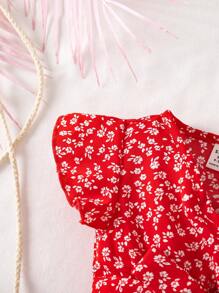 SHEIN Babygirl Summer Cute Ditsy Floral Short Sleeve Dress, Mommy And Me Matching Outfits (2 Pieces Sold Separately) - Multicolor - View 7