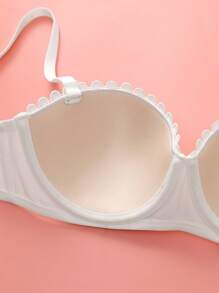 SHEIN 女士无缝钢圈文胸，纯色，夏季时尚 - 白色 - 查看 6