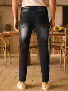 Manfinity VCAY Jeans casuales de hombre con efecto desgastado y ajuste cómodo