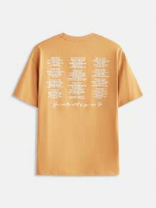 Maija 2025夏季新款音乐节派对毕业典礼海滩度假早午餐邮轮穿搭波西米亚复古街头风宽松简约休闲印花T恤，芥末黄男士款 - 棕色 - 查看 9