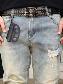 Manfinity Homme Men's Casual Ripped Pocket Street Wear Denim Jeans - Light Wash - View 7