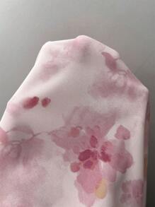 Modelyn 女式印花方领长袖优雅夏季中长连衣裙 - 粉色 - 查看 4