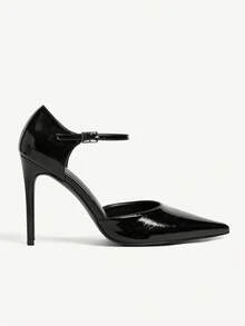 CUCCOO CHICEST 女式黑色漆皮 10.8 厘米细高跟鞋尖头镂空高跟鞋，时尚性感鞋 - 黑色 - 查看 10