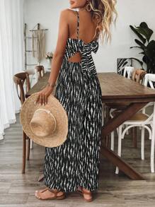 Breezaya Mono casual de mujer sin mangas con la espalda descubierta y estampado floral, para primavera/verano - Negro - Ver 2