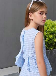 Tween Girl Sleeveless Lace Back & Long Pants Summer Set