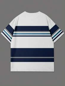 Manfinity Homme Men's Summer Casual Contrasting Stripe Short Sleeve T-Shirt