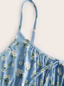 SHEIN EZwear Summer Sexy Light Blue Knit Bodycon Mini Dress With Spaghetti Strap,Sun Dresses For Women,Sundress - Baby Blue - View 6