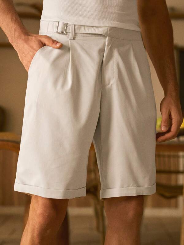Manfinity ModaGents Pantaloni scurți casual țesuți decorativi cu tiv rulat pentru bărbați