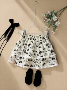 SHEIN Baby Girl New Floral Print Dress, Comfortable Casual Elegant Style, Suitable For Indoor & Outdoor Activities, Spring/Summer - Multicolor - View 7