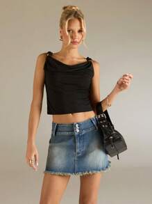 Avantive Spring&Summer Women Romantic 90s Business Casual Casual Y2k Club Office Old Style Street Wear Spring Break Bachelorette Concert Denim Skirt - Medium Wash - View 4