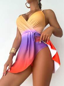 Swim Lushoire 1 pieza Traje de baño de una sola pieza de moda para mujer, apto para el verano - Multicolor - Ver 5