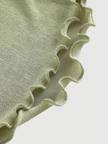 SHEIN MOD 夏季大码 V 领绿色前中系带吊带背心