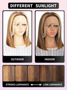 13X4 蕾丝前部挑染 P4/27 雷米真人发短发波波头渐变色真人发假发 蜜金色假发 直发波波头 带婴儿发 女士假发