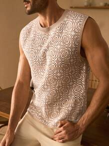 Manfinity VCAY Men's Loose Casual Sleeveless Knit Vest - Khaki - View 6