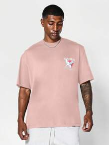 Sumwon Studios International Oversized T Shirt Streetwear Graphic Loyal Wing Design Premium Cotton Casual Summer Statement Print Los Angeles Collection - Hot Pink - View 2